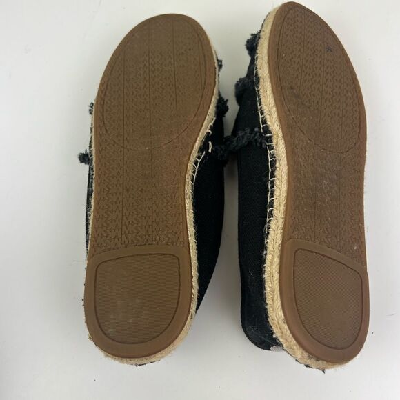 Michael Kors Kendrick Leather / Canvas Espadrilles Ruffle Black size 8 - Picture 4 of 5